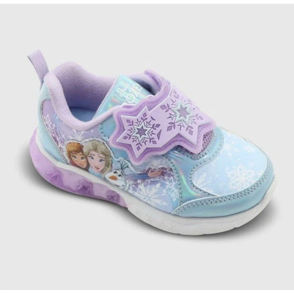 Disney Girls' Frozen Sneakers Easy On Light Up Shoes Toddler Purple Elsa Anna 11